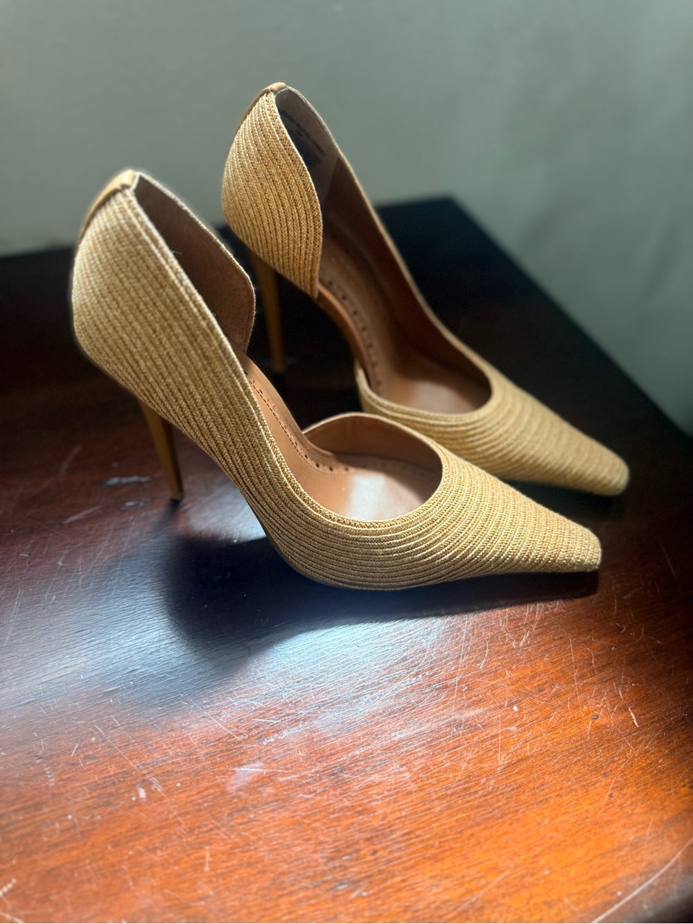 Steve Madden Textured Tan Pointed-Toe Stiletto Heels